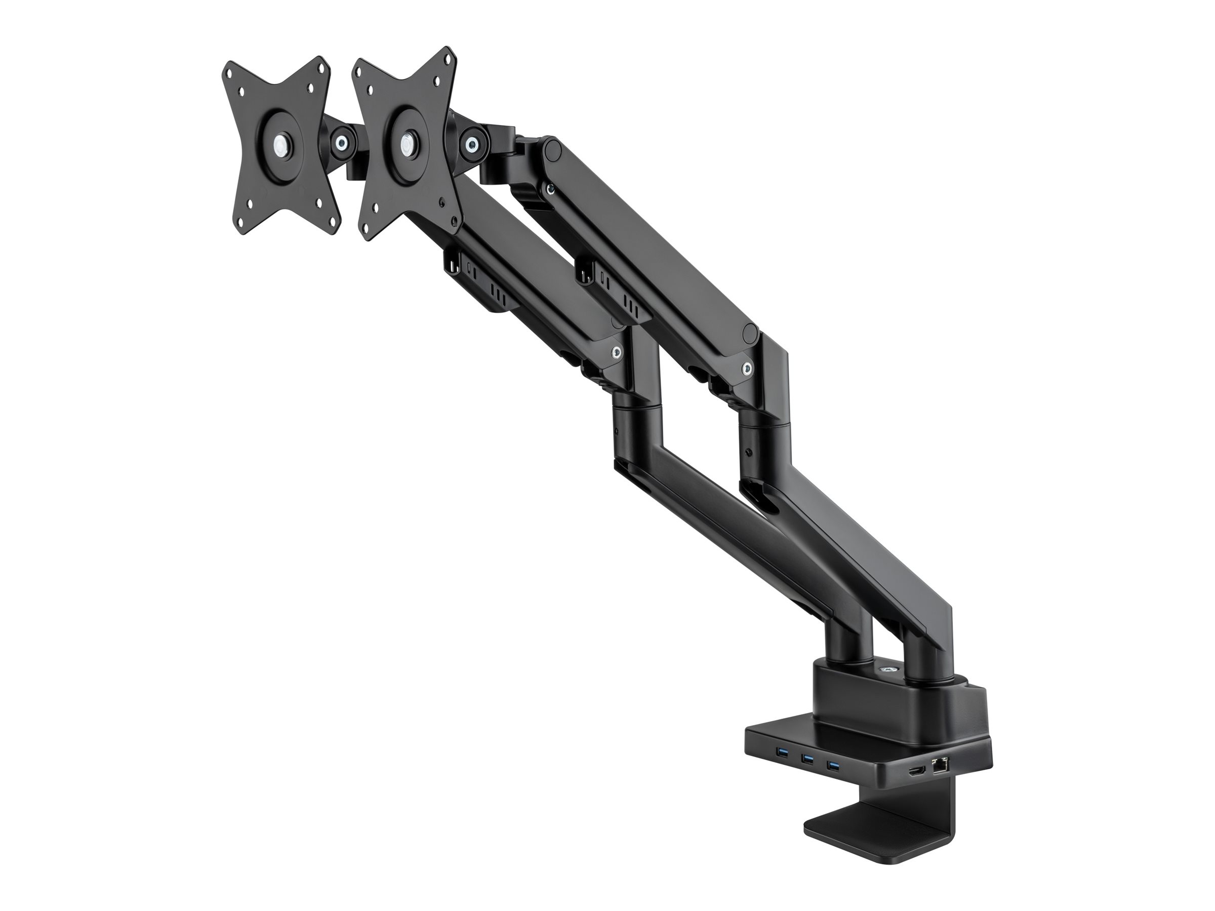 MANHATTAN Aluminium-Tischhalterung mit Gasdruckfeder für zwei Monitore 43,2-81,3cm 17-32Zoll und 8-in-1-Dockingstation PD mit 100W MANHATTAN Aluminium-Tischhalterung mit Gasdruckfeder für zwei Monitore 43,2-81,3cm 17-32Zoll und 8-in-1-Dockingstation PD mit 100W