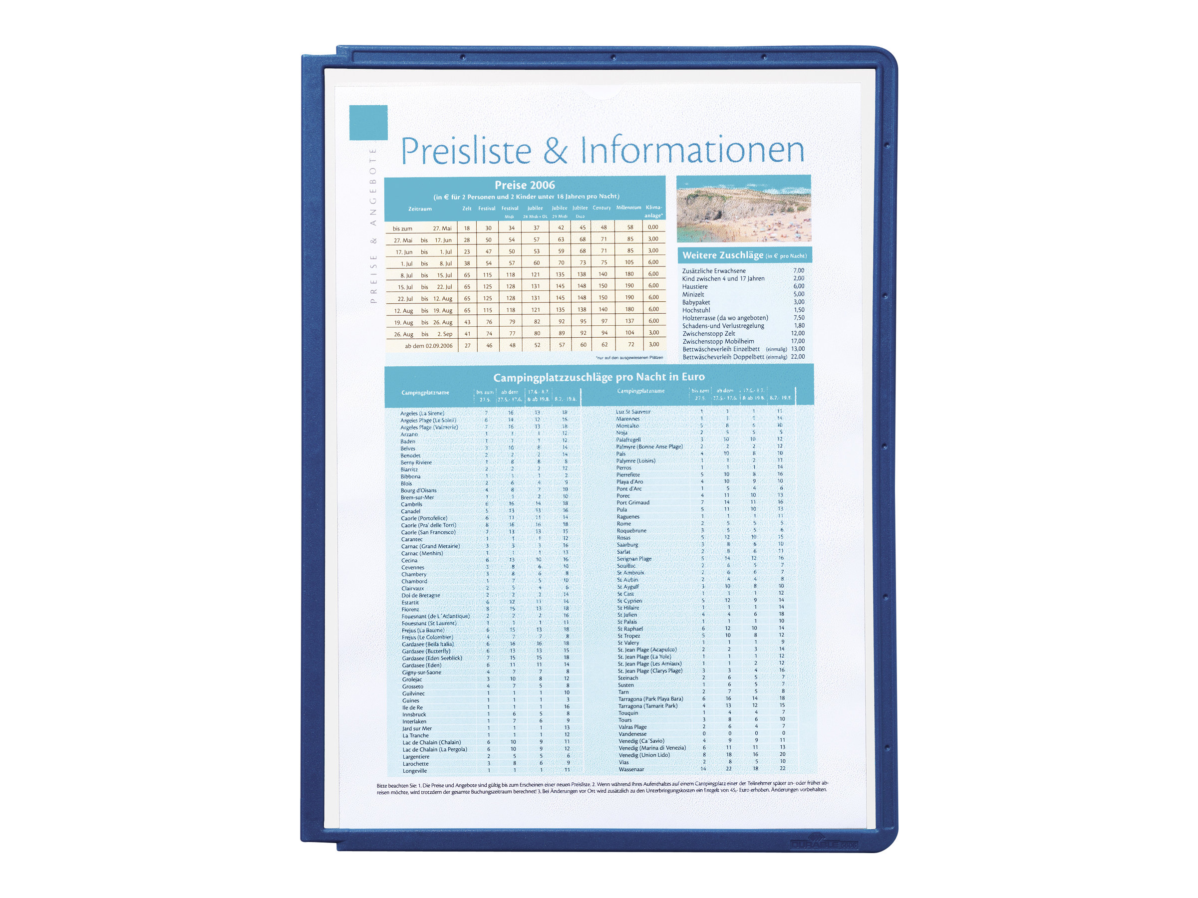 DURABLE Sichttafeln SHERPA PANEL DIN A4 blau, Öffnung oben, 5 St