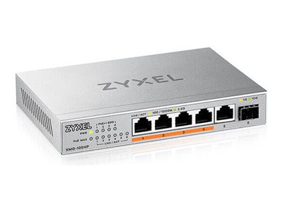 ZYXEL XMG-105 5 Ports 2 5G + 1 SFP+ 4 ports 70W total PoE++ Desktop MultiGig unmanaged Switch ZYXEL XMG-105 5 Ports 2 5G + 1 SFP+ 4 ports 70W total PoE++ Desktop MultiGig unmanaged Switch