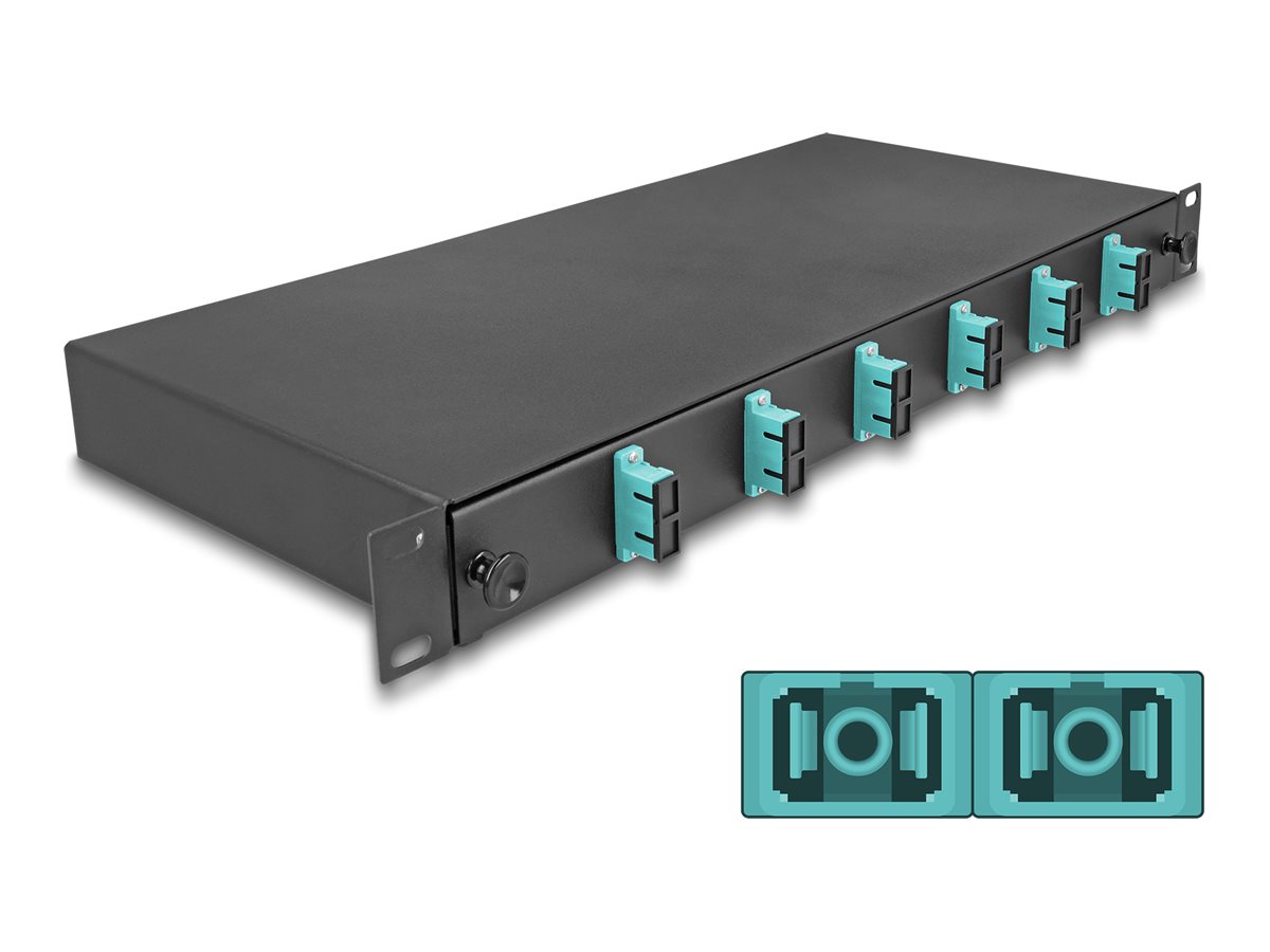 19 LWL Spleissbox 6 x SC Duplex OM3 1HE komplett bestueckt