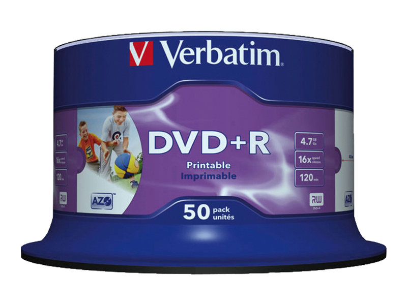 DVD+R Verbatim 4,7GB 50pcs Pack 16x Spindel azo wide prin retail