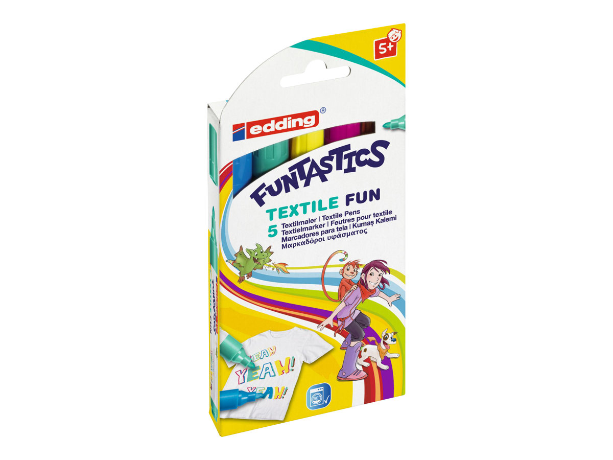 edding Funtastics Textilmarker farbsortiert 2,0 - 5,0 mm, 5 St. edding Funtastics Textilmarker farbsortiert 2,0 - 5,0 mm, 5 St.