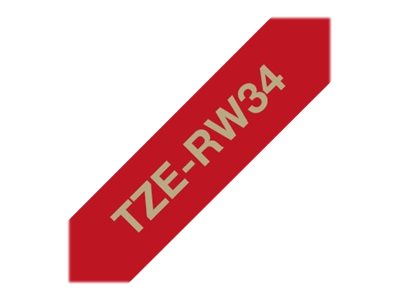Brother Textil-Schriftband P-Touch TZe-RW34 - 12 mm x 4 m - Gold auf Weinrot