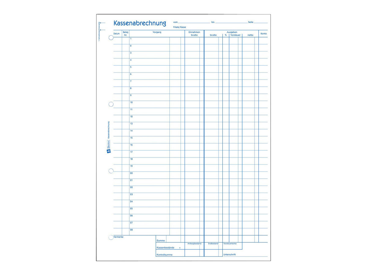 AVERY Zweckform Kassenabrechnung Formularbuch 428 AVERY Zweckform Kassenabrechnung Formularbuch 428