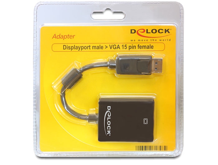 Delock Adapter Displayport 1.2 Stecker > VGA Buchse schwarz Delock Adapter Displayport 1.2 Stecker > VGA Buchse schwarz