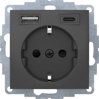 Berker Steckdose SCHUKO 48041606 USB A-C B.3 anthrazit matt Berker Steckdose SCHUKO 48041606 USB A-C B.3 anthrazit matt