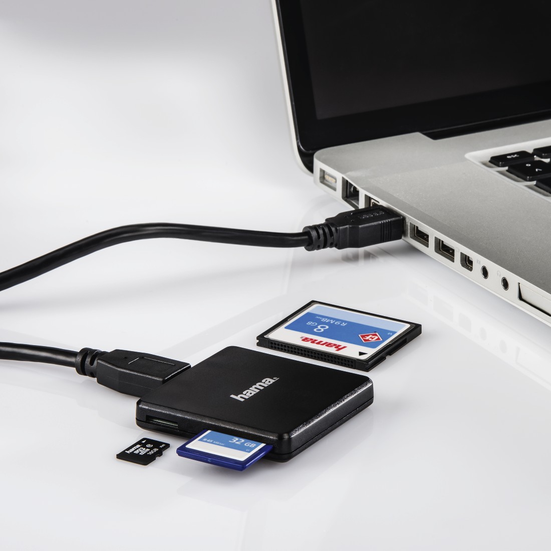 hama USB30Multikartenleser MultimicroSD, SD, Compact FlashKartenleser schwarz