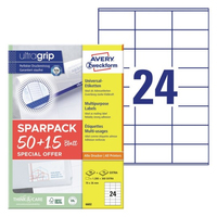 AKTION AVERY Zweckform Etiketten 6602 weiß 70,0 x 36,0 mm, 65 Blatt