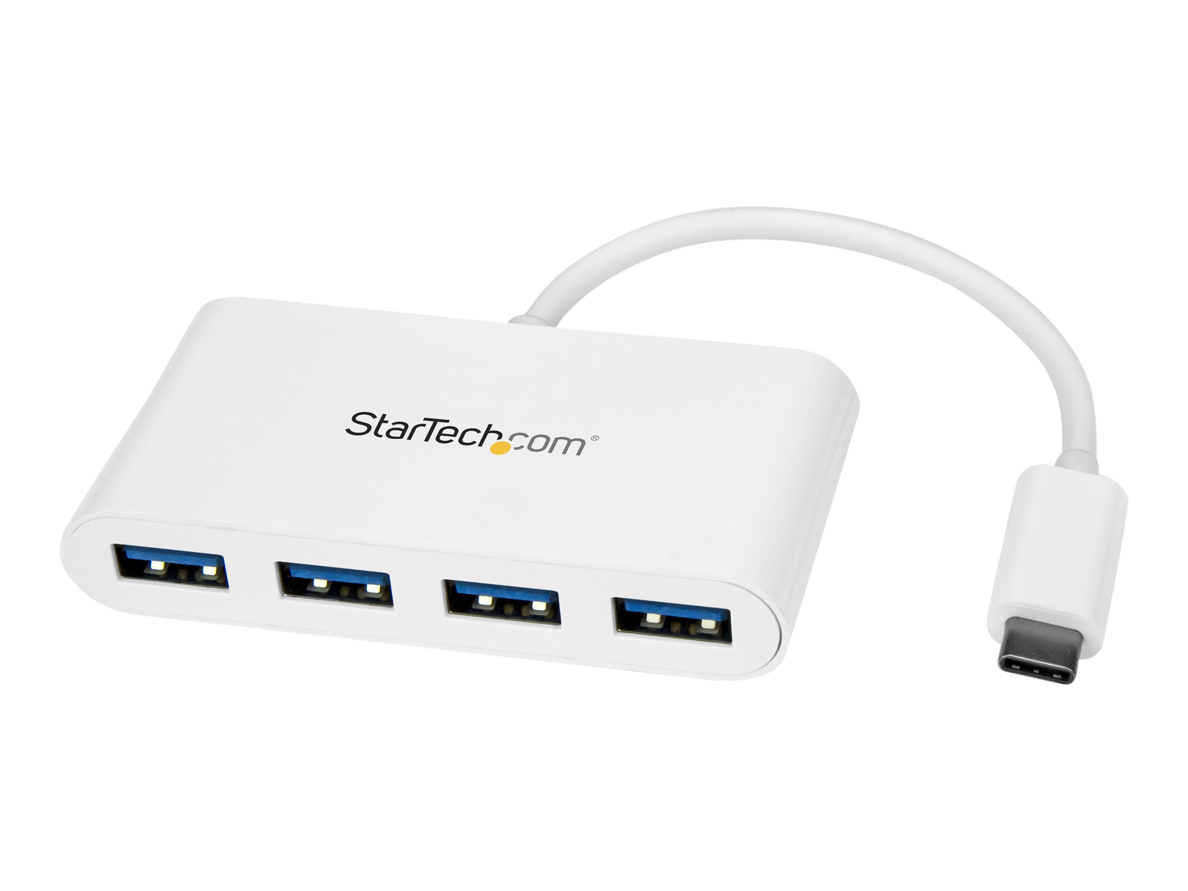 StarTech.com USB-C Hub - 4 Port USB 3.0 - USB C auf 4x USB-A - Bus Powered - Weiß - Kompakter USB C Hub - USB Typ-C Adapter - Hub - 4 Anschlüsse