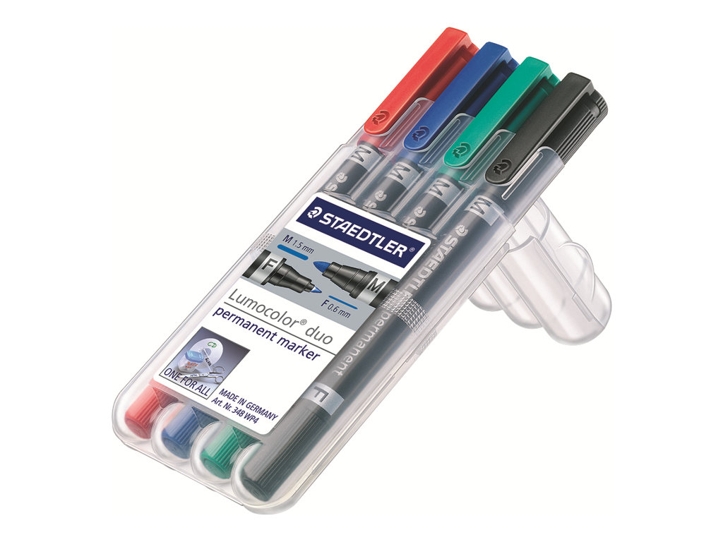 STAEDTLER Lumocolor duo Permanentmarker farbsortiert 0,6 - 1,5 mm, 4 St. STAEDTLER Lumocolor duo Permanentmarker farbsortiert 0,6 - 1,5 mm, 4 St.