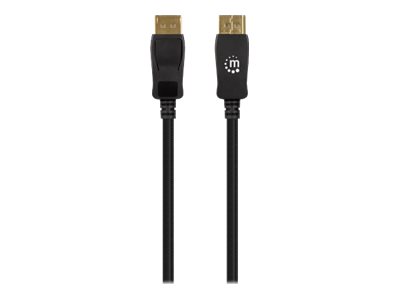 MANHATTAN 8K60Hz DisplayPort 1.4 Kabel Stecker auf Stecker 2m HDR vergoldete Kontakte Rastnase und geflochtene Ummantelung schwarz