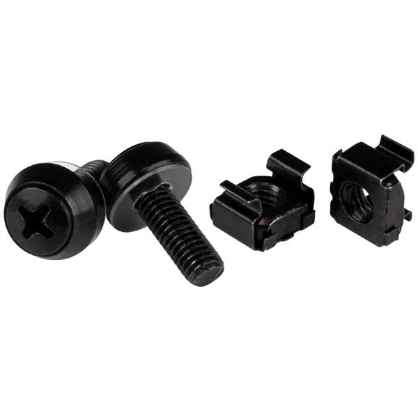 STARTECHCOM M6 x 12mm Schrauben und Kfigmuttern 50er Pack Schwarz M6 Montageschrauben und Kastenmuttern fr Server Rac