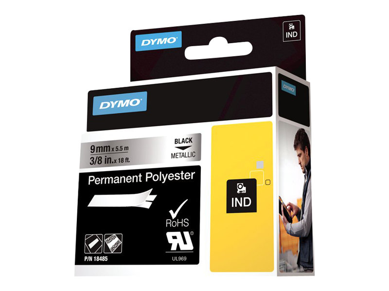 DYMO Schriftband RHINO 18485, 9 mm schwarz auf silber DYMO Schriftband RHINO 18485, 9 mm schwarz auf silber