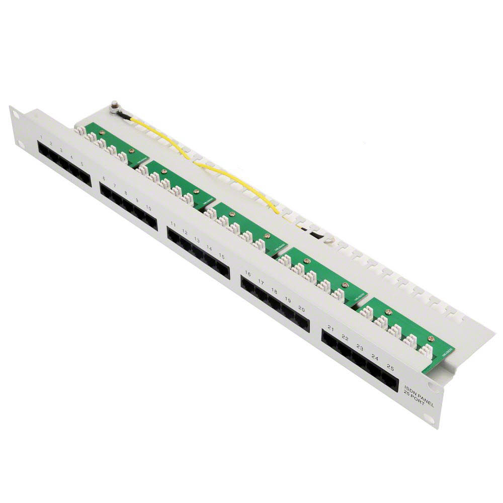 Ecolan Patchfeld Cat 3 ISDN 19 1HE 25 Port RJ45 84 hellgrau RAL7035