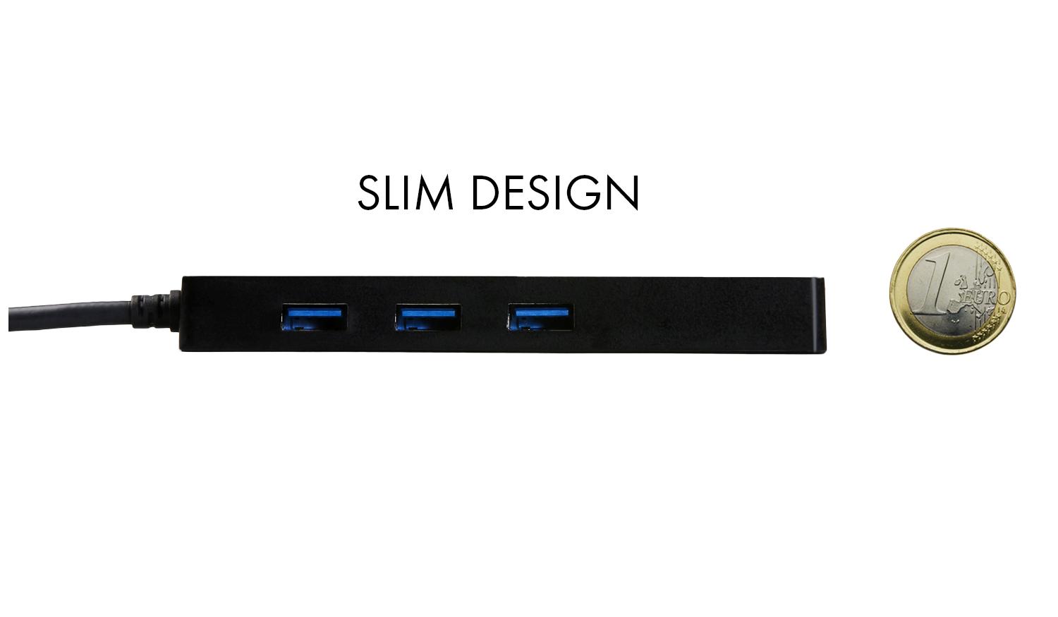 ITEC USB 30 Slim HUB 3 Port mit Gigabit Ethernet Adapter ideal fuer Notebook Ultrabook Tablet PC unterstuetzt Win und Mac OS