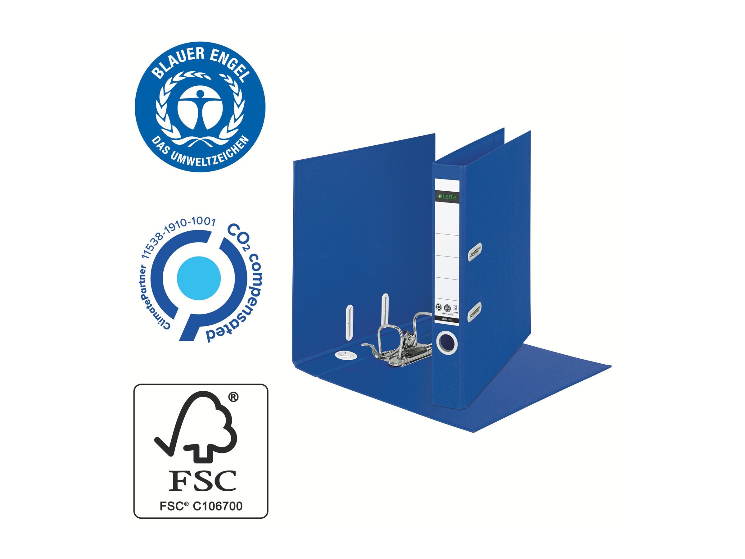 LEITZ recycle 1019 Ordner blau Karton 5,0 cm DIN A4