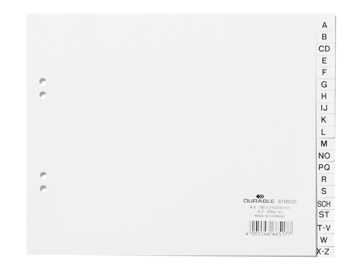 DURABLE Ordnerregister Halbformat A-Z weiss 20-teilig, 1 Satz