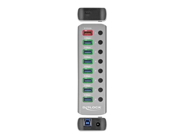 Delock USB 3.2 Gen 1 Hub mit 7 Ports + 1 Schnellladeport + 1 USB-C? PD 3.0 Port