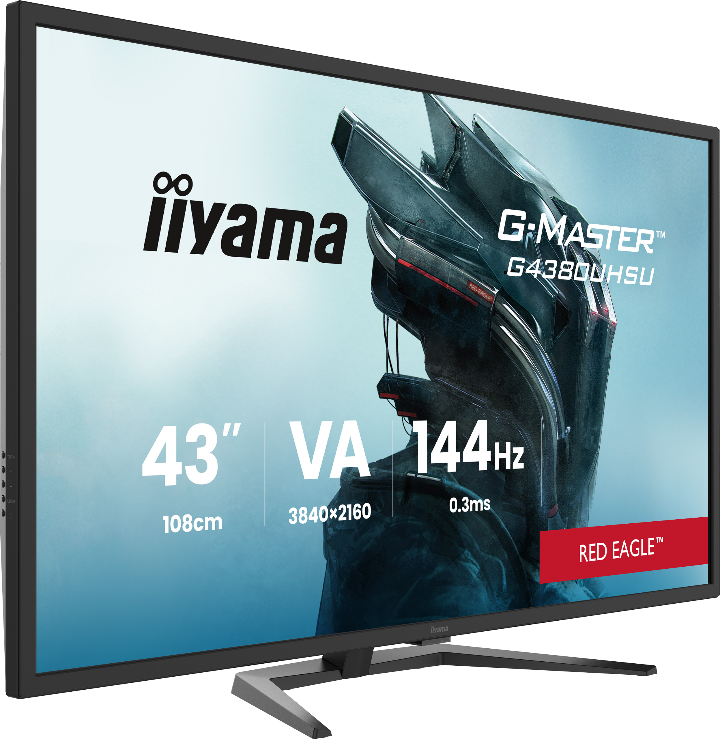 IIYAMA G4380UHSUB2 GMaster Red Eagle 109,22cm 43Zoll VA UHD 144Hz 550cdm2 04ms FreeSync 2xHDMI 2xDP 4xUSB 32 2x7W Speakers