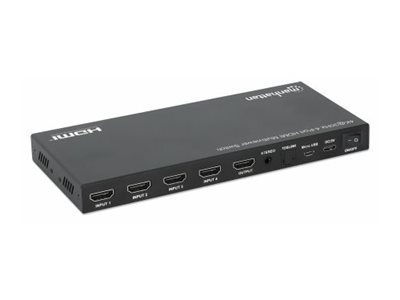 MANHATTAN 4K30Hz 4Port HDMI Multiviewer Switch bis zu vier Eingangsquellen auf einen Bildschirm 4x1 Klinke und ToslinkAudio