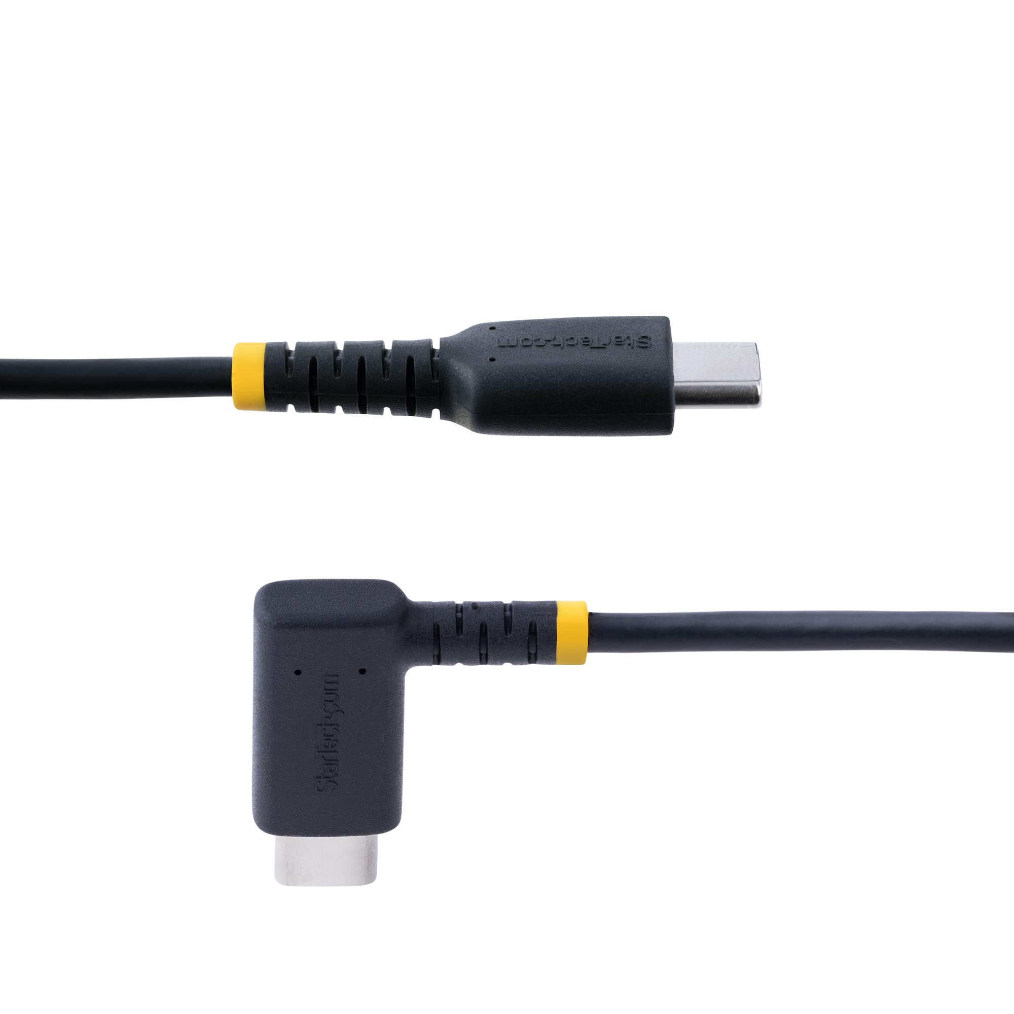 STARTECHCOM 6in 15cm USB C Charging Cable Right Angle 60W PD 3A Heavy Duty Fast Charge USBC Cable Durable Rugged Aramid Fiber