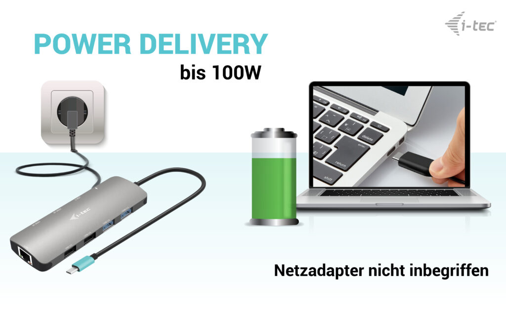 ITEC USBC Metal Nano Dock 2x HDMI 1x GLAN 2x USB 32 2x USB 20 1x USBC 32 Gen1 Data 1x USBC 100W PD