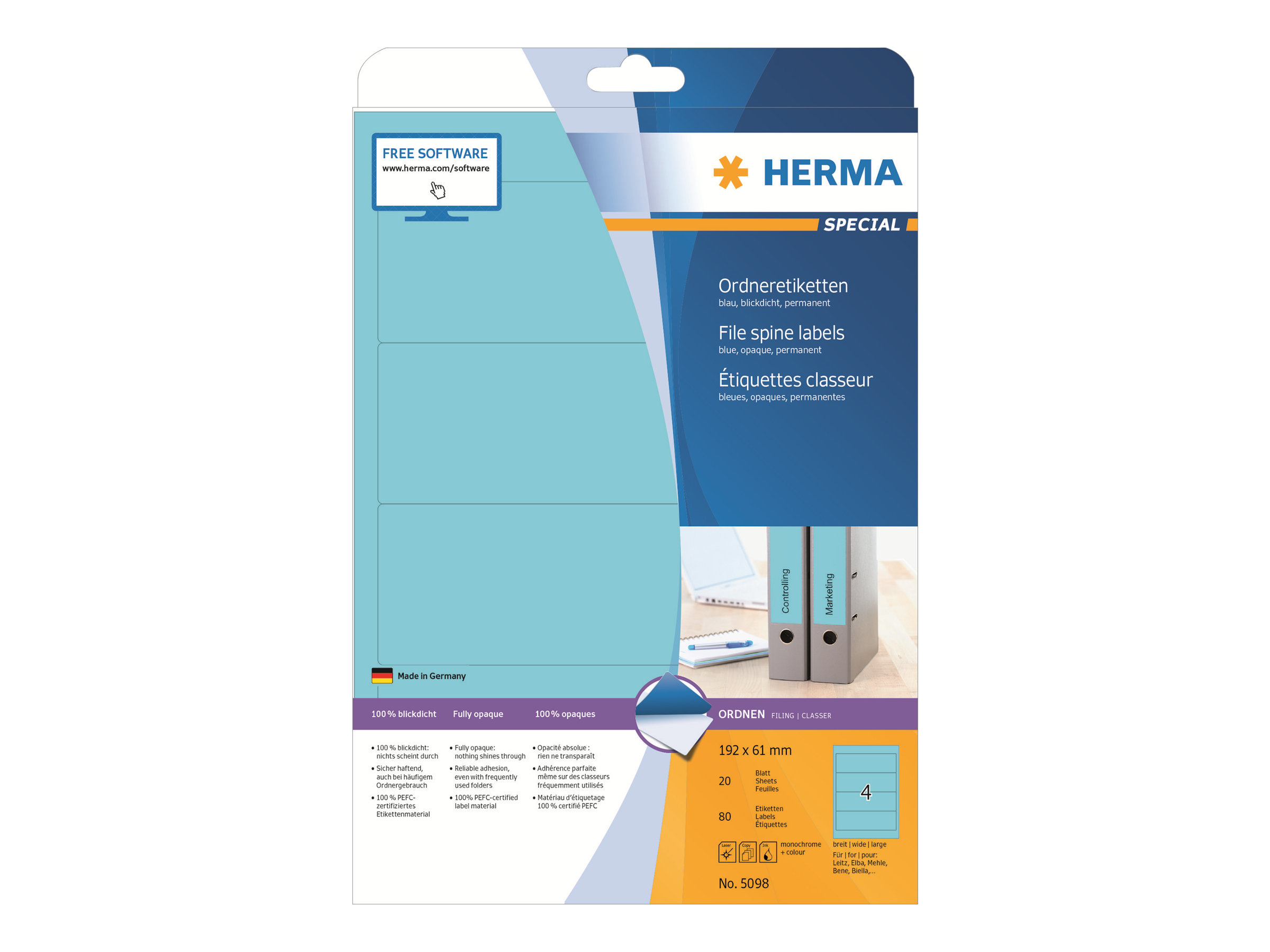 80 HERMA Ordneretiketten 5098 blau 80 HERMA Ordneretiketten 5098 blau