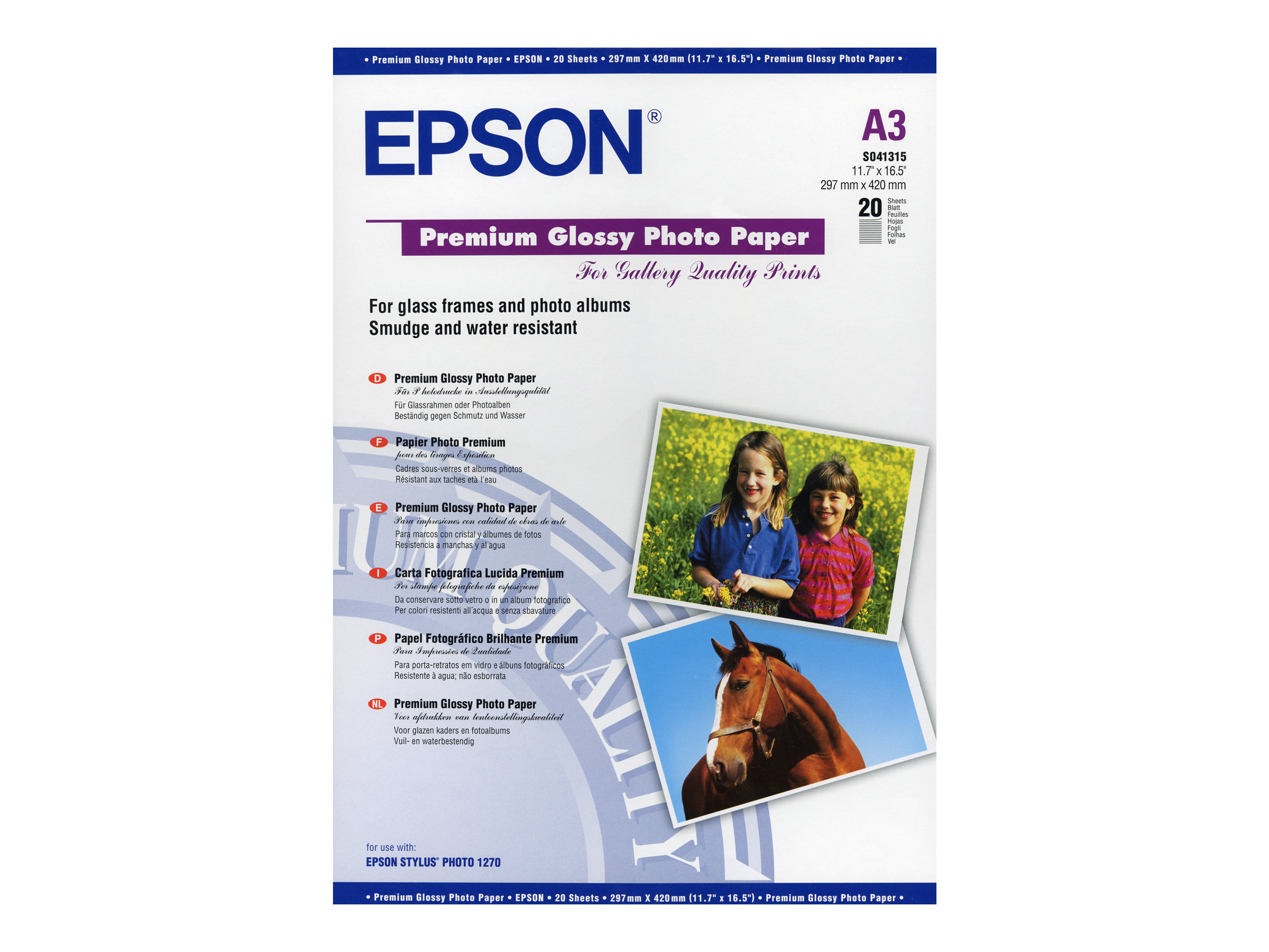EPSON Fotopapier S041315 DIN A3 glänzend 255 g/qm 20 Blatt EPSON Fotopapier S041315 DIN A3 glänzend 255 g/qm 20 Blatt