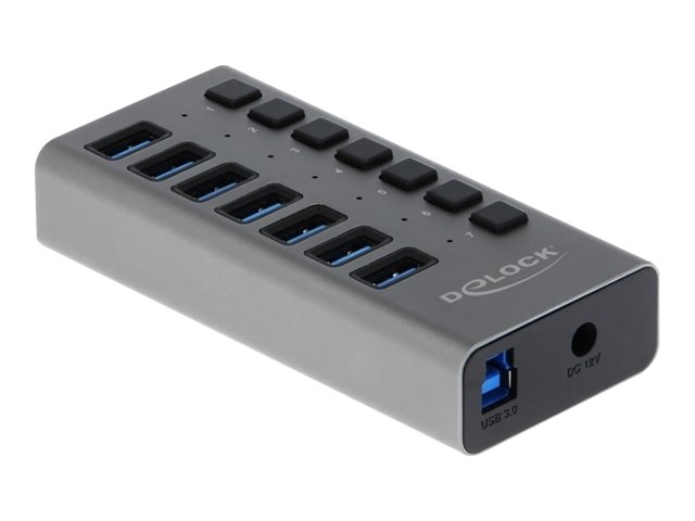 Delock Externer SuperSpeed USB Hub mit 7 Ports + Schalter