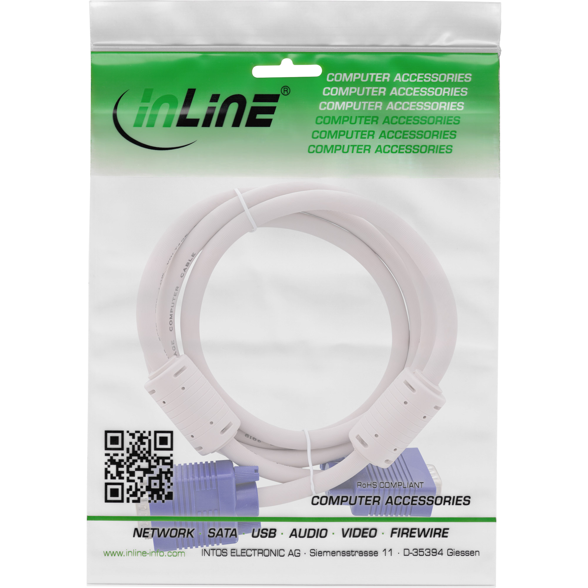 INLINE S-VGA Kabel 15pol HD Stecker / Stecker beige 1.5m
