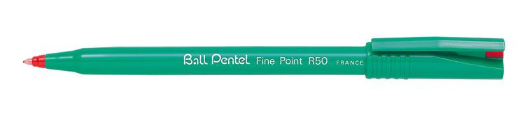 Pentel Ball R50 Tintenroller gruen 0,4 mm, Schreibfarbe: rot, 12 St. Pentel Ball R50 Tintenroller gruen 0,4 mm, Schreibfarbe: rot, 12 St.