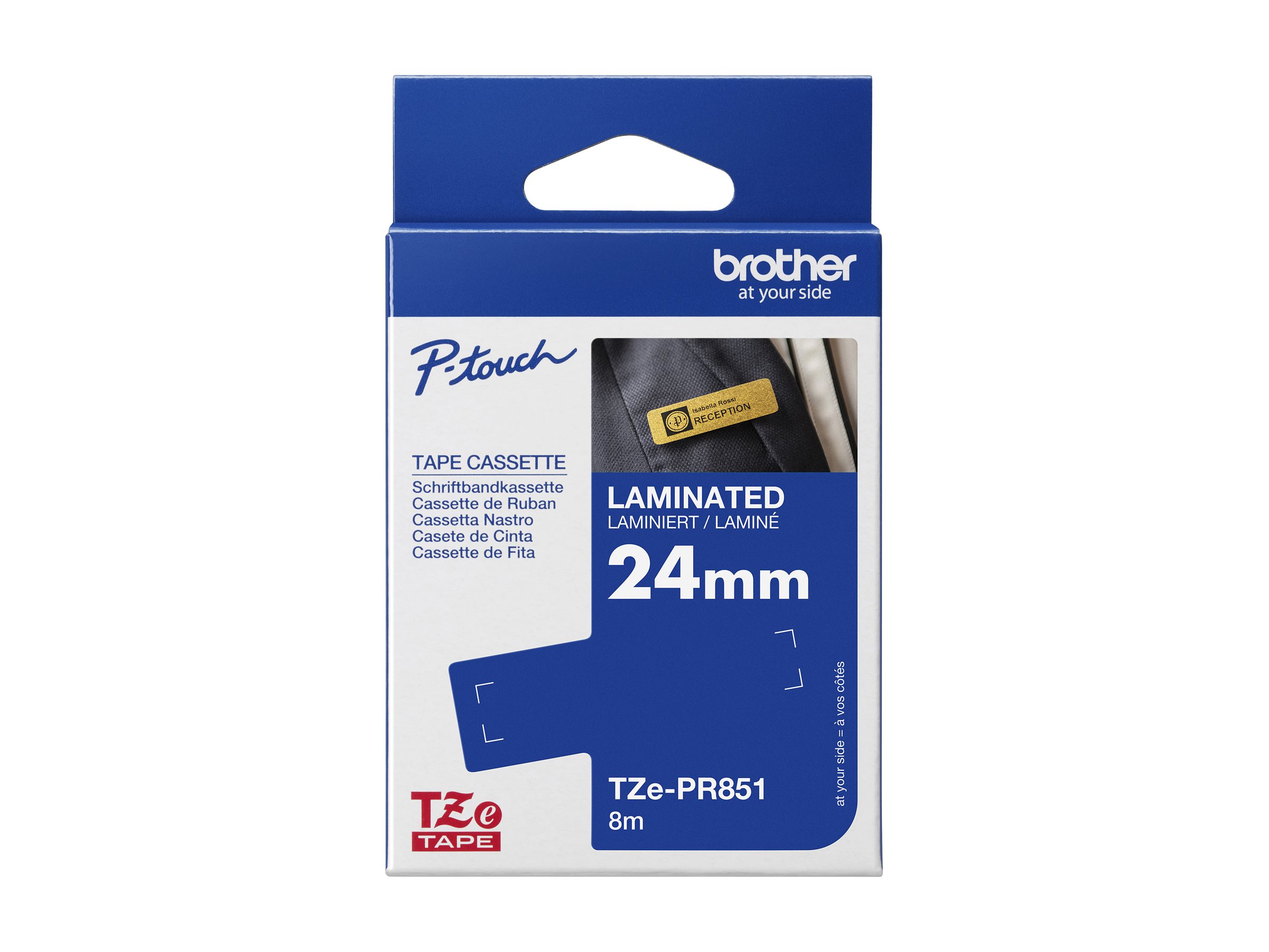 BROTHER TZEPR851 Schriftbandkassetten 24 mm Bandbreite Premium gold schwarz