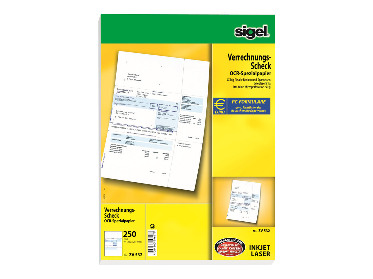 SIGEL SEPAVerrechnungsscheck Bankformulare ZV532, 250 Blatt