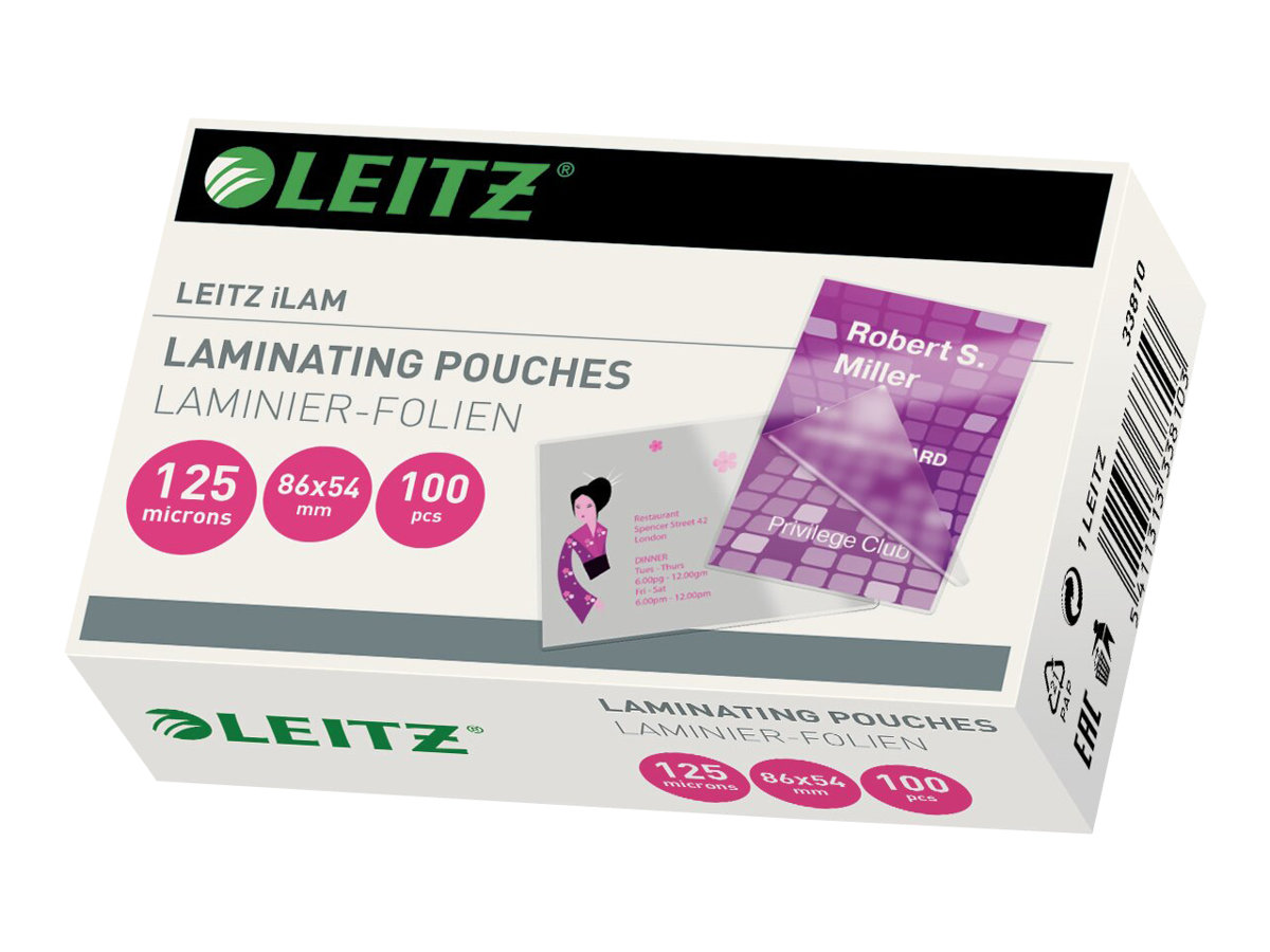 100 LEITZ Laminierfolien glänzend für Kreditkartenformat 125 micron 100 LEITZ Laminierfolien glänzend für Kreditkartenformat 125 micron