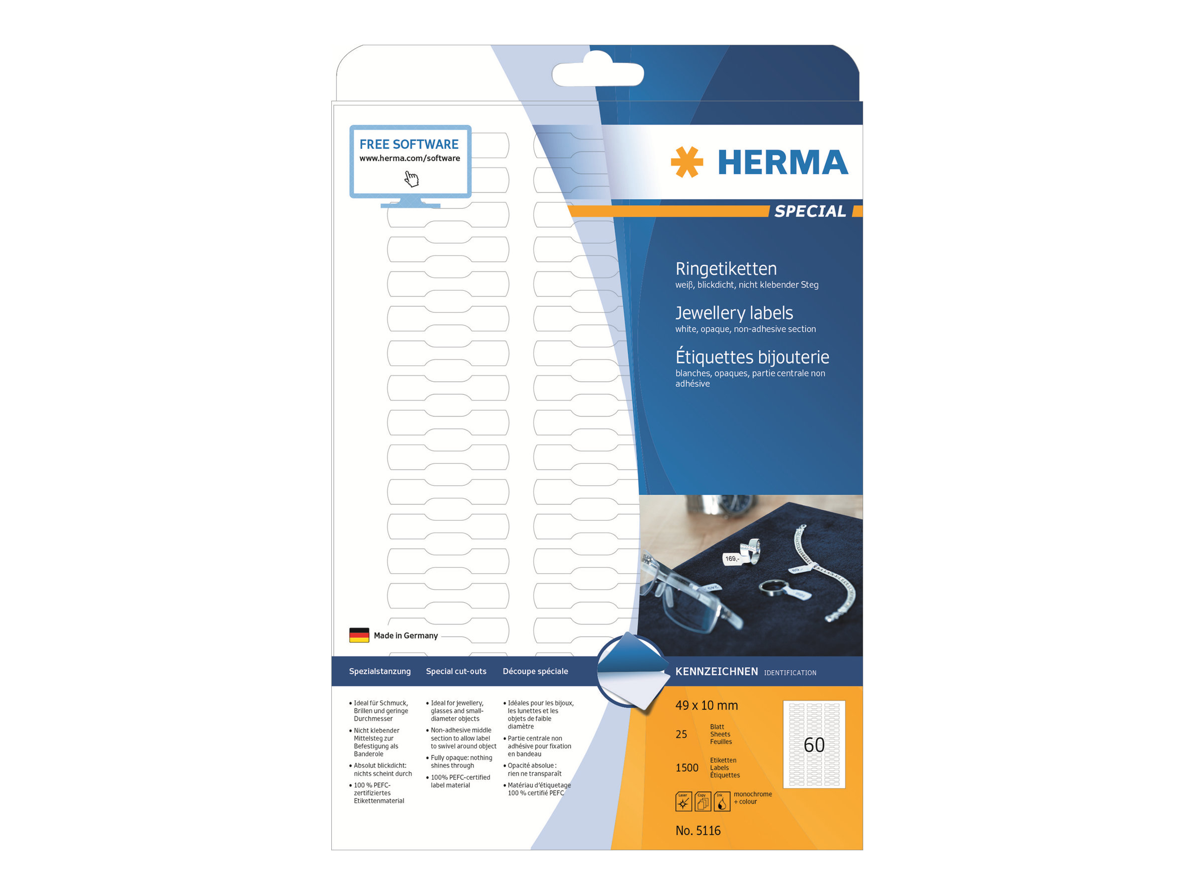 1.500 HERMA Schmucketiketten 5116 weiss 49,0 x 10,0 mm 1.500 HERMA Schmucketiketten 5116 weiss 49,0 x 10,0 mm