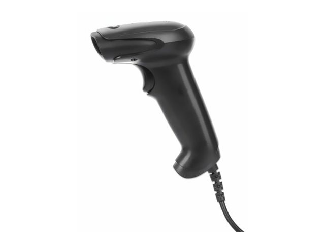 MANHATTAN 2D LED-Barcodescanner 320 mm Scanreichweite integriertes 1,4 m USB-A-Kabel 100 Scans/Sekunde 100K Lux Handscanner schwarz
