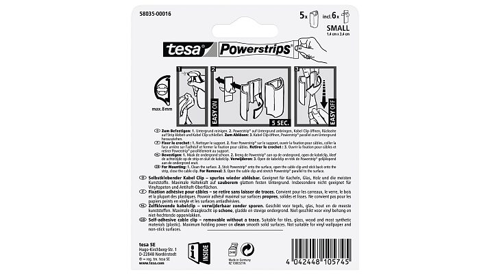 tesa Kabelclips Powerstrips KabelClip weiss, 5 St