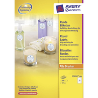 1.200 AVERY Zweckform Etiketten L3416-100 weiÃ 60,0 x 60,0 mm