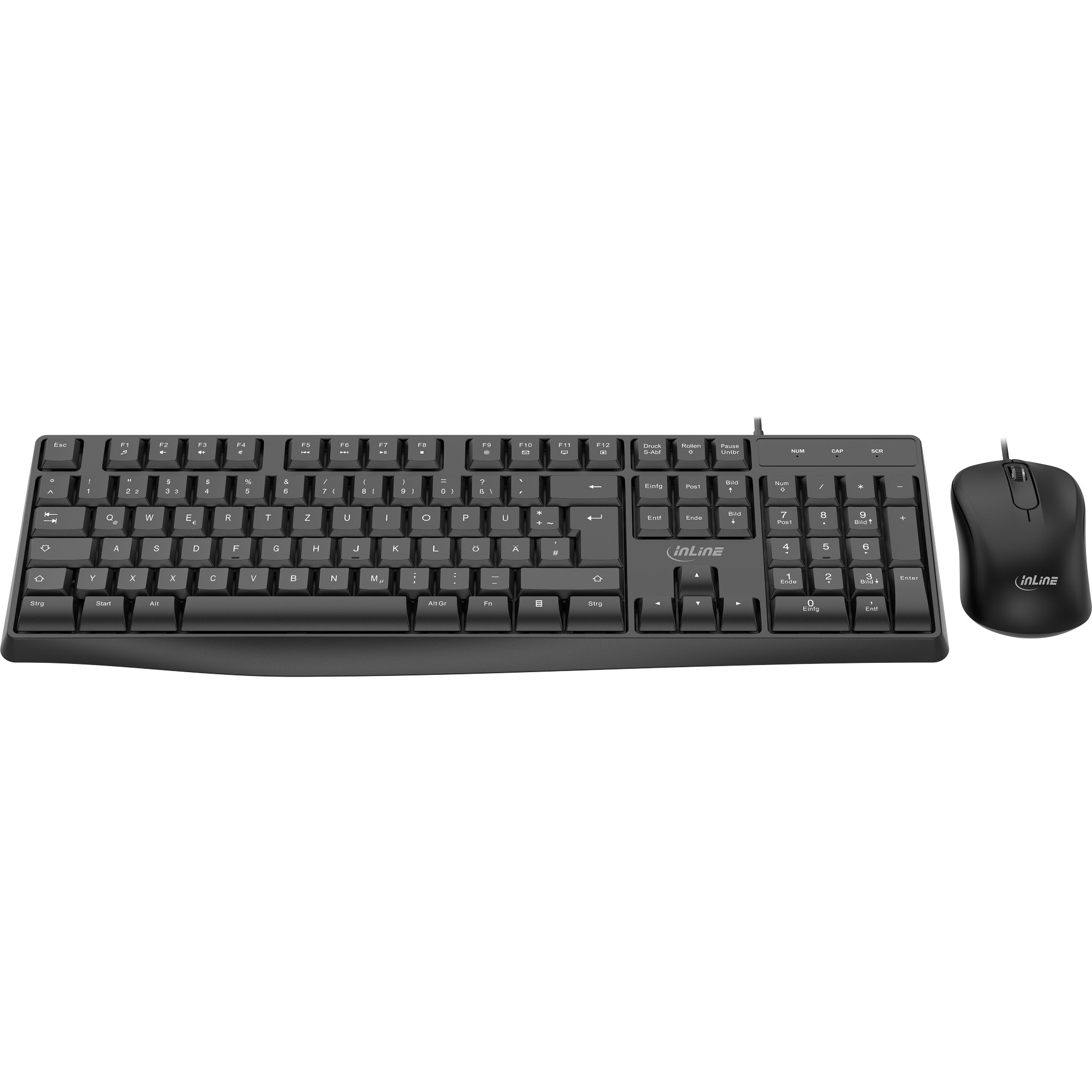 INLINE Basic Desktop II Tastatur-Maus Set USB DE Layout optisch 1200dpi schwarz