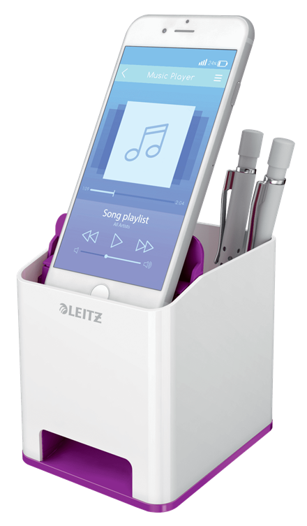 LEITZ Stiftehalter WOW Duo Colour perlweissviolett Polystyrol 2 Faecher 9,0 x 10,1 x 10,0 cm