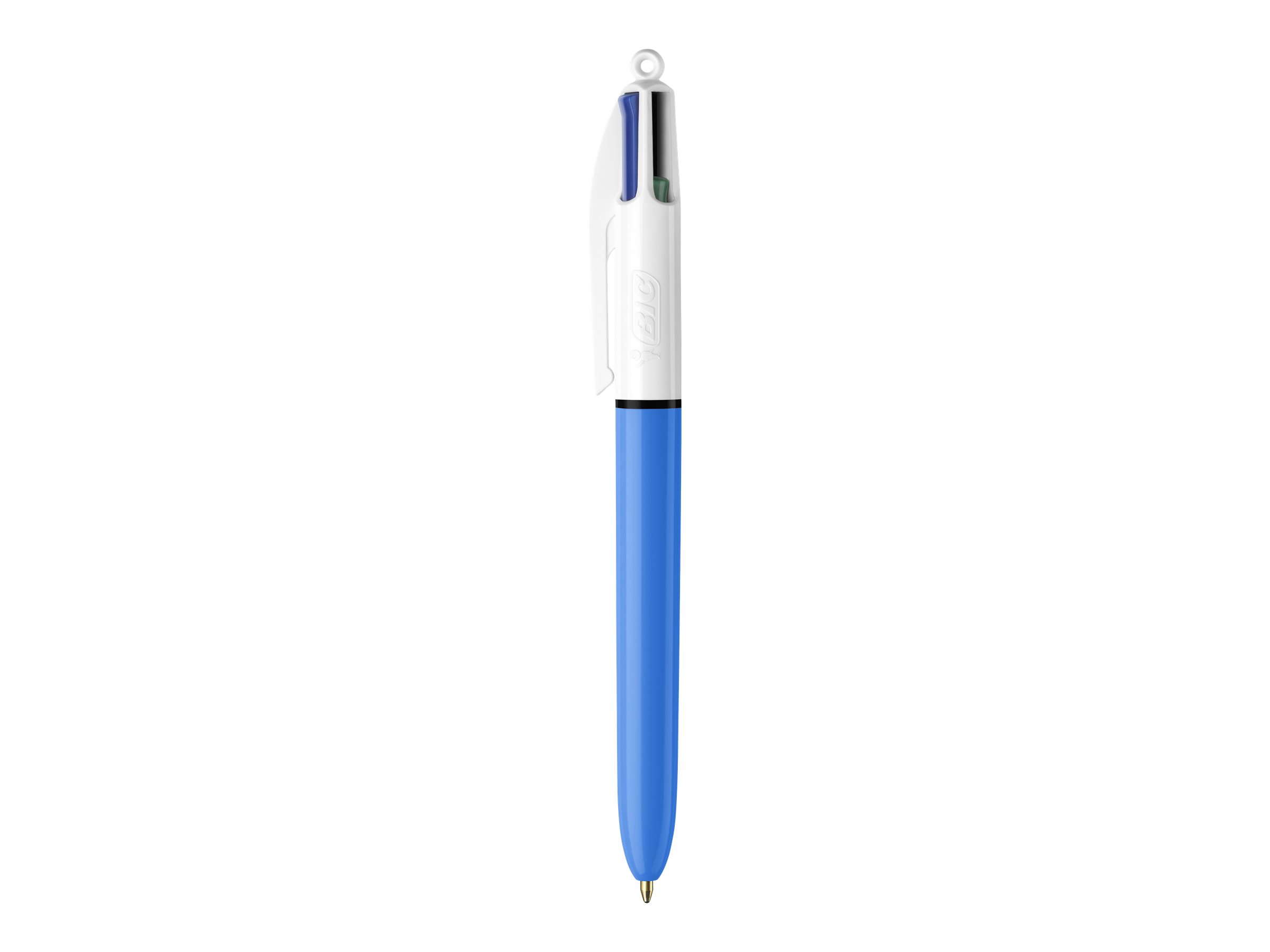 BIC 4-Farben-Kugelschreiber 4 Colours Original hellblau/weiÃ, Schreibfarbe: schwarz, blau, rot, grÃ¼n, 1 St.