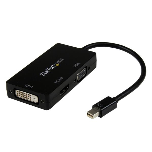 STARTECHCOM Travel AV Adapter 3in1 Mini DisplayPort to VGA DVI or HDMI Converter