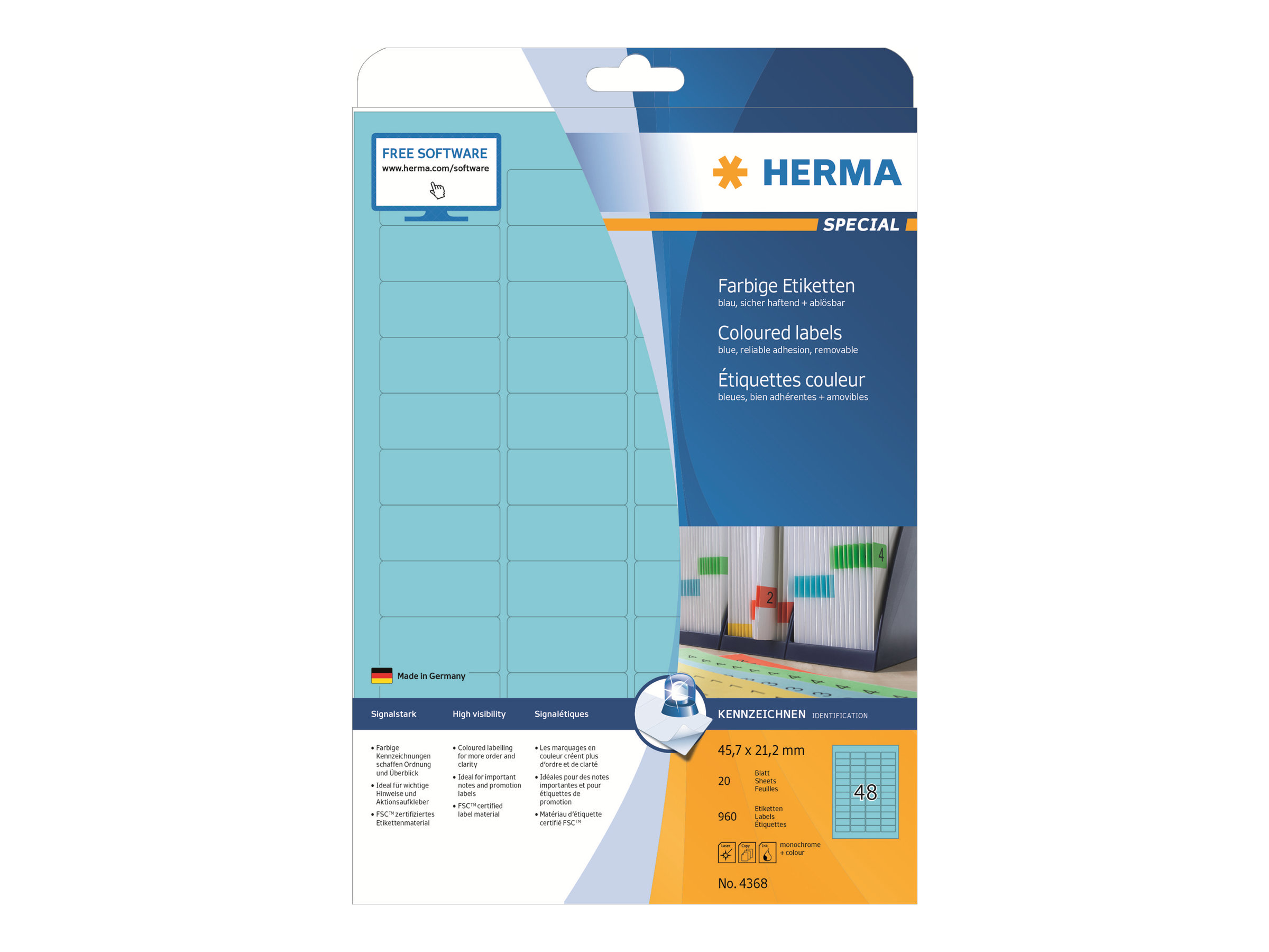 960 HERMA Etiketten 4368 blau 45,7 x 21,2 mm 960 HERMA Etiketten 4368 blau 45,7 x 21,2 mm