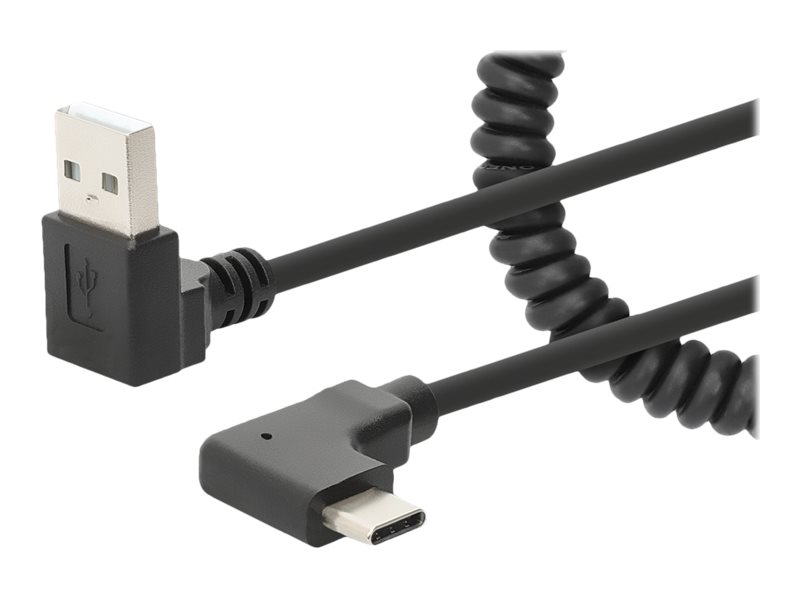MANHATTAN Spiralkabel USB-A auf USB-C Ladekabel Stecker/Stecker 1m verknotungsfrei Winkelstecker keine Datenübertragung schwarz MANHATTAN Spiralkabel USB-A auf USB-C Ladekabel Stecker/Stecker 1m verknotungsfrei Winkelstecker keine Datenübertragung schwarz
