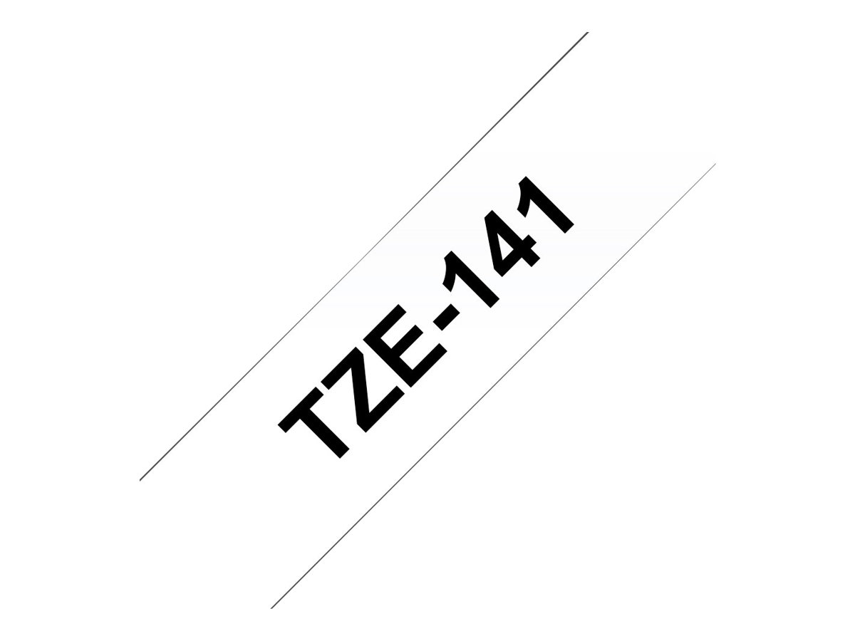 Brother TZe-141 - Standard-Klebstoff - schwarz auf durchsichtig - Rolle (1,8 cm x 8 m)