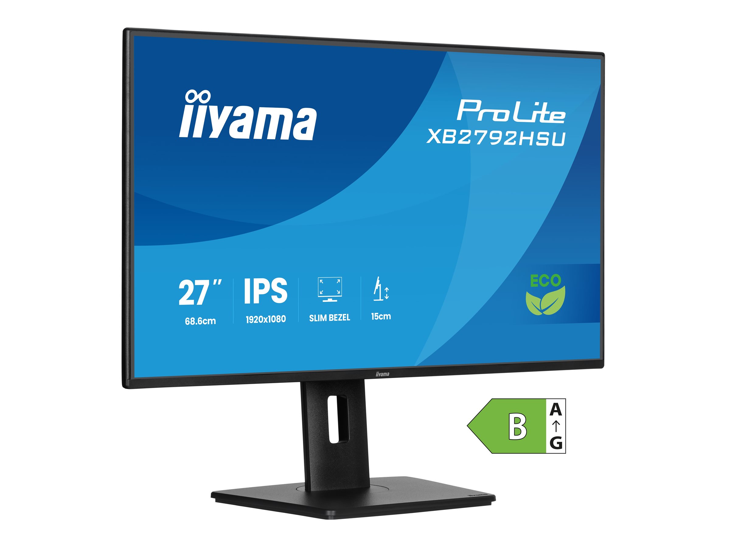 IIYAMA XB2792HSU-B1 68,58cm 27Zoll IPS FHD 4-side slim bezel EyeSafe 120Hz 300cd/m2 3ms HDMI DP USB 2x3.2 Speakers 15cm Height Adj.