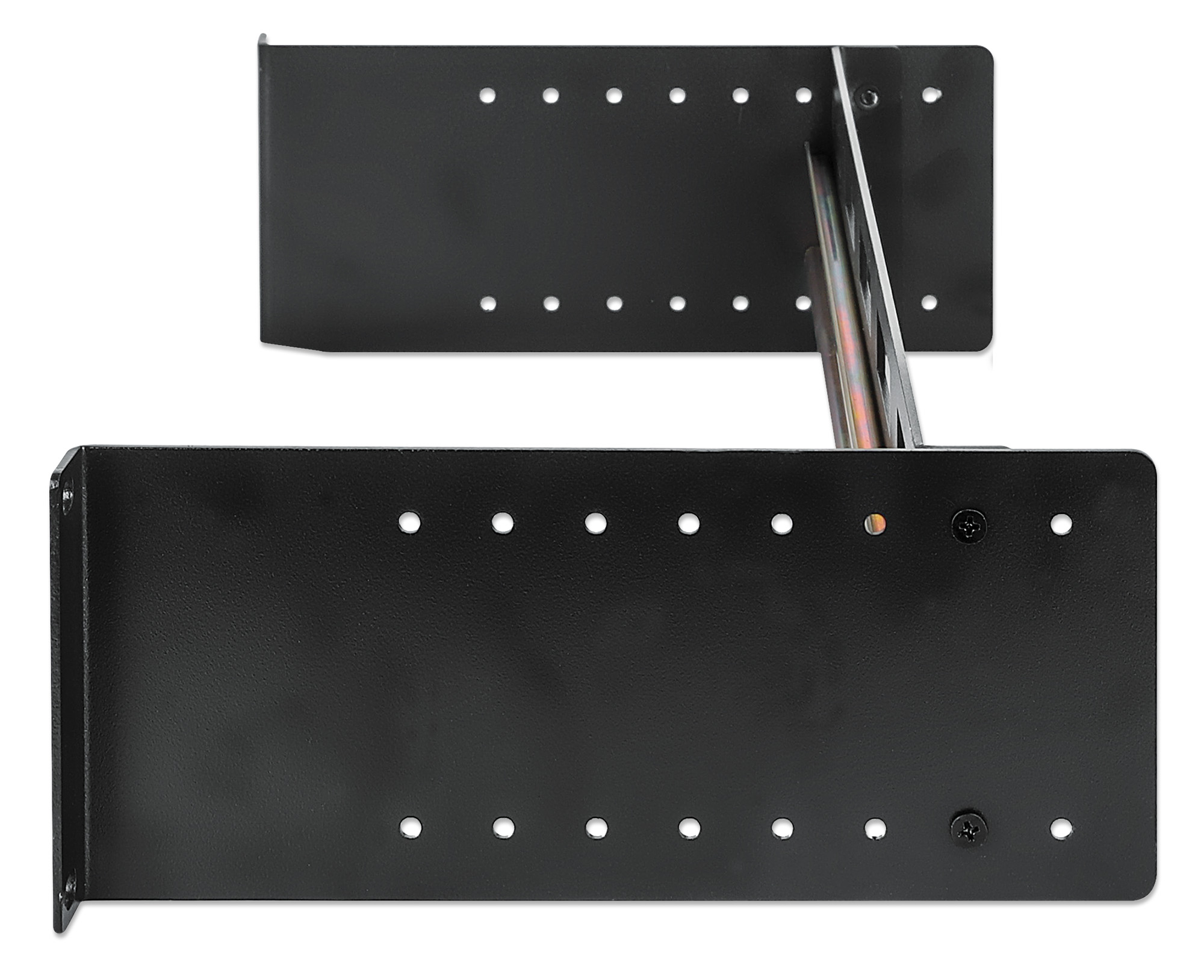 INTELLIENT Tiefenverstellbarer 48,26cm 19Zoll DINHutschienenträger 2HE variable Schienentiefe von 48 bis 174mm Aluminium schwarz