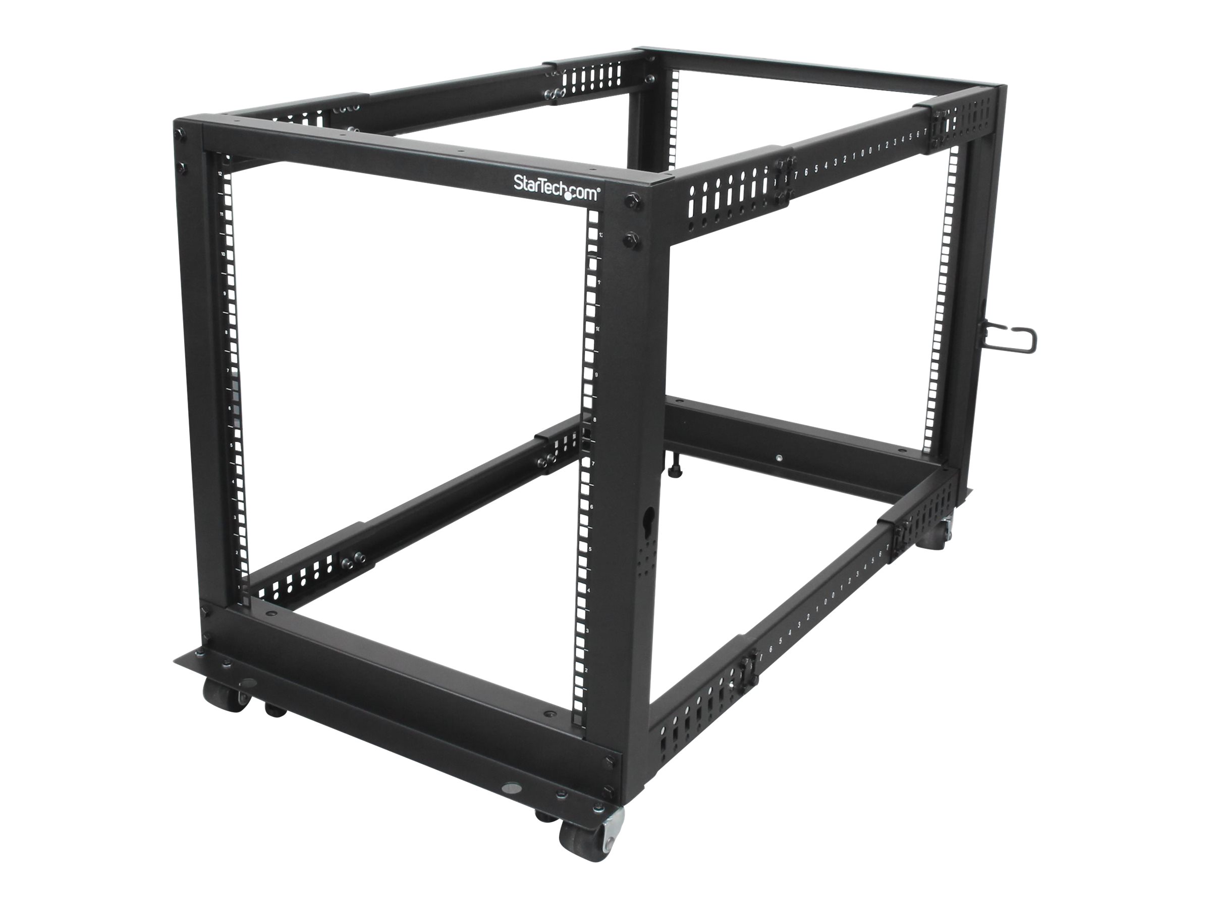 STARTECH.COM 12U Adjustable Depth Open Frame 4 Post Server Rack w/ Casters / Levelers and Cable Management Hooks STARTECH.COM 12U Adjustable Depth Open Frame 4 Post Server Rack w/ Casters / Levelers and Cable Management Hooks