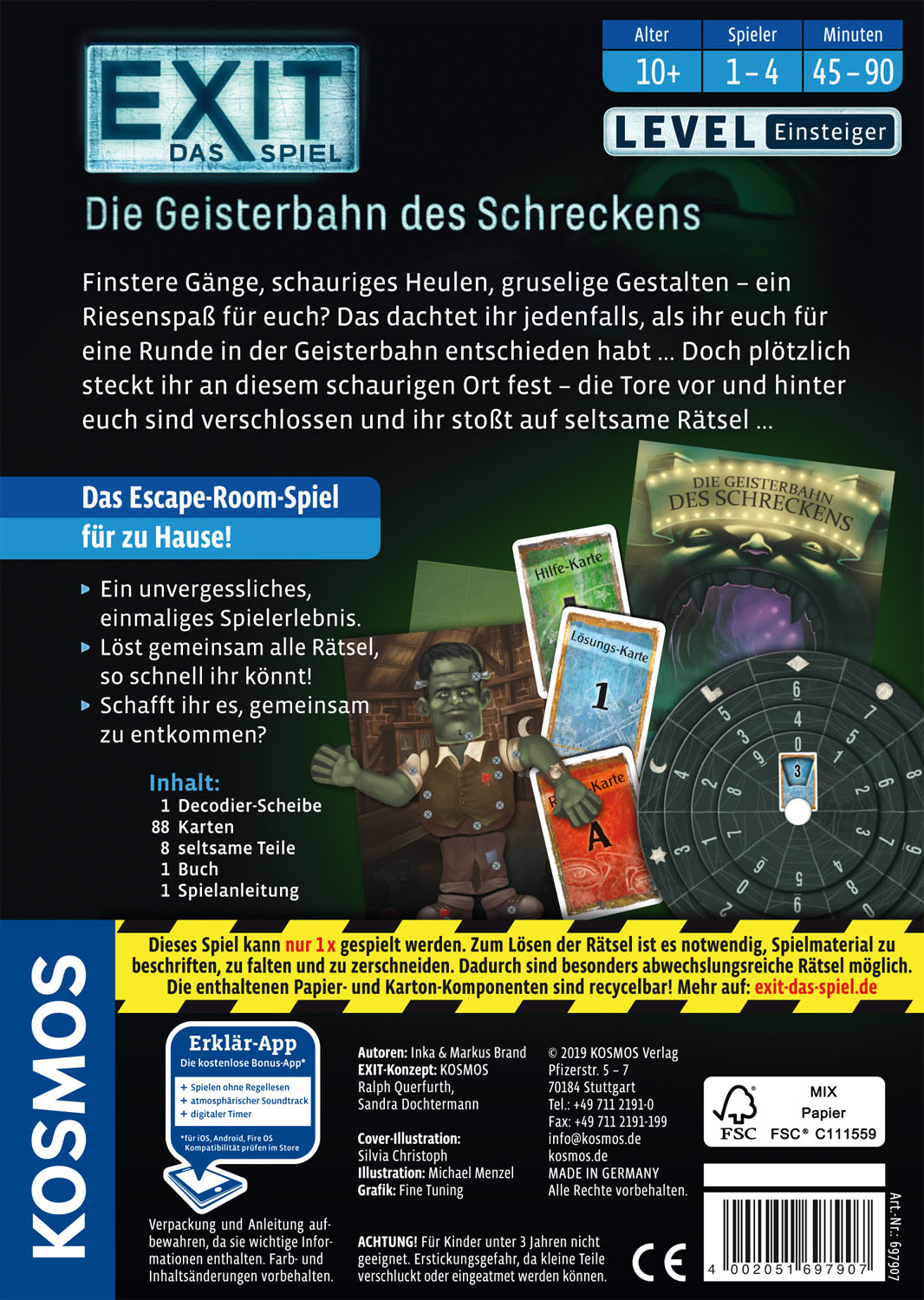 KOSMOS EXIT Das Spiel Die Geisterbahn des Schreckens EscapeRoom Spiel, 1 St