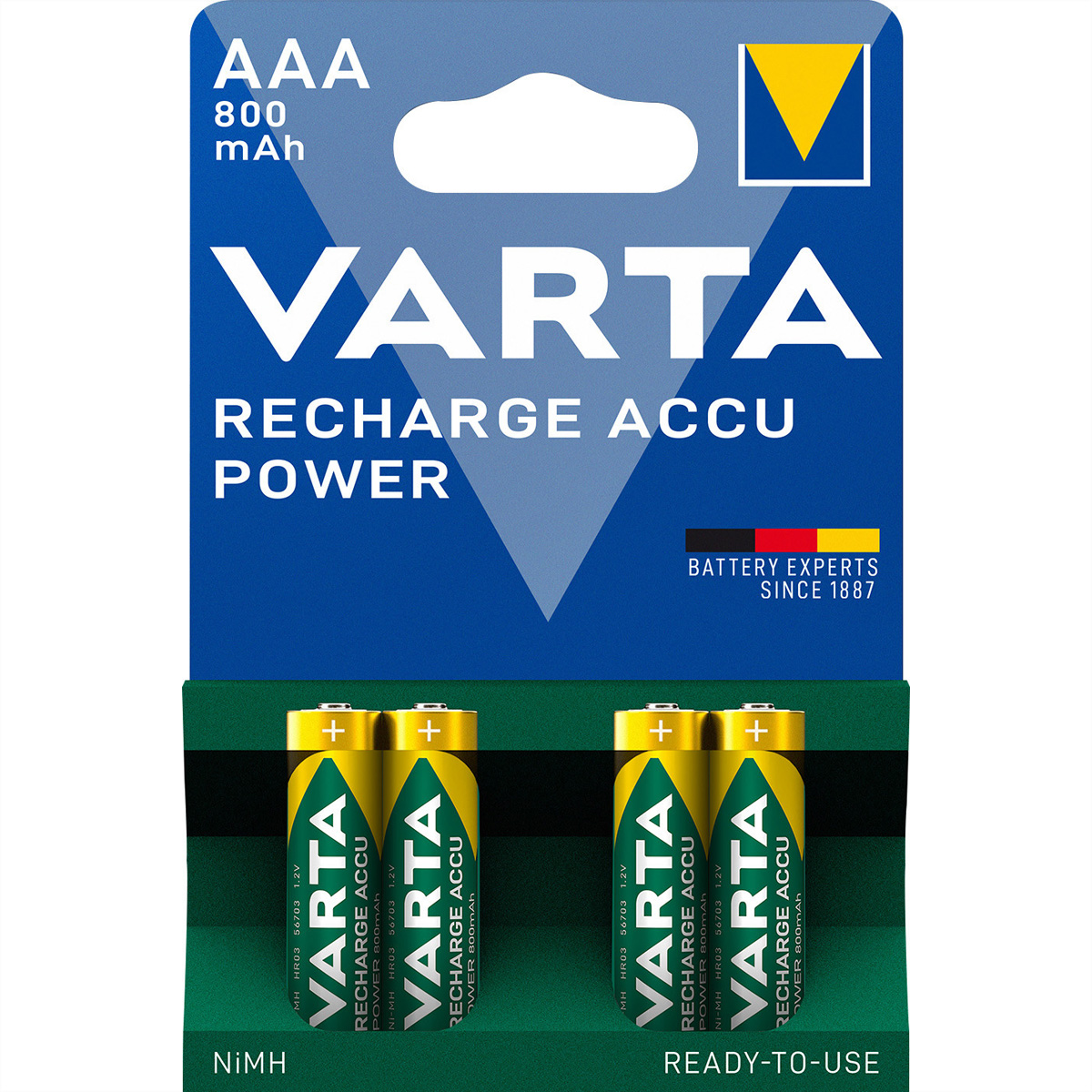 VARTA Akku Micro AAA 800mAh NiMH Recharge Accu Power (4er Pack)
